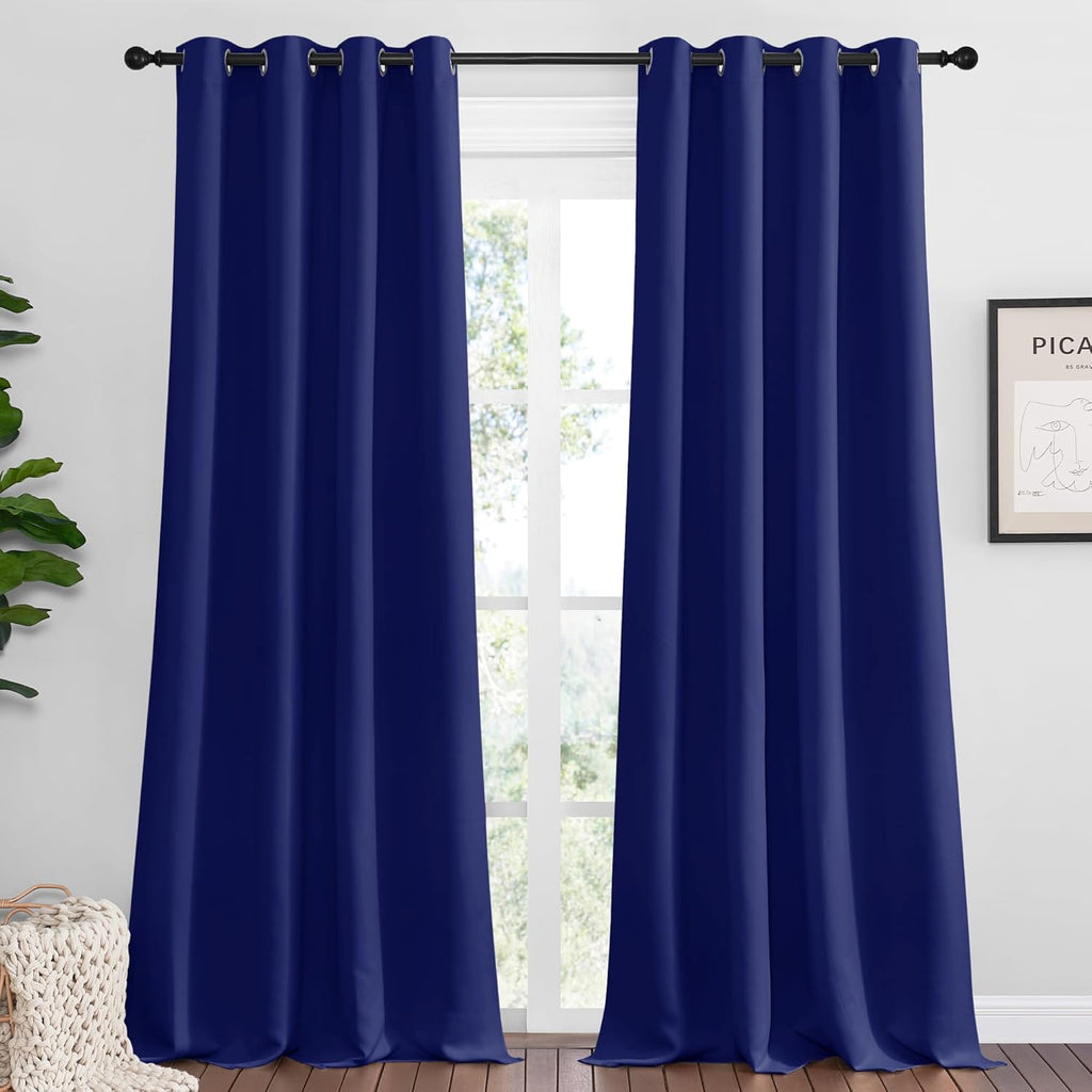 NICETOWN Navy Blue Blackout Curtains - Thermal Insulated 96-Inch Drapes for Large Windows | 2 Panels, 55" Wide