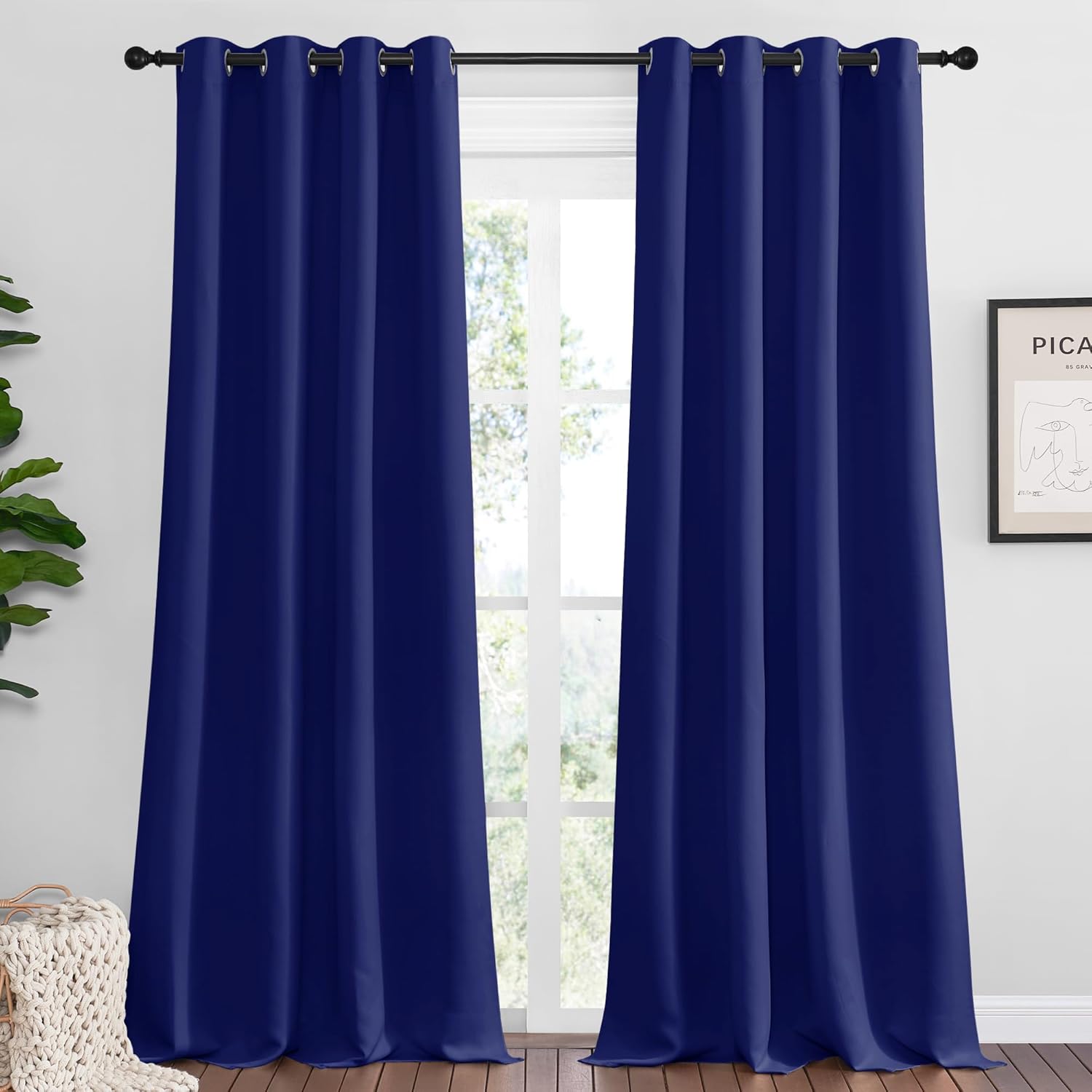 NICETOWN Navy Blue Blackout Curtains - Thermal Insulated 96-Inch Drapes for Large Windows | 2 Panels, 55" Wide
