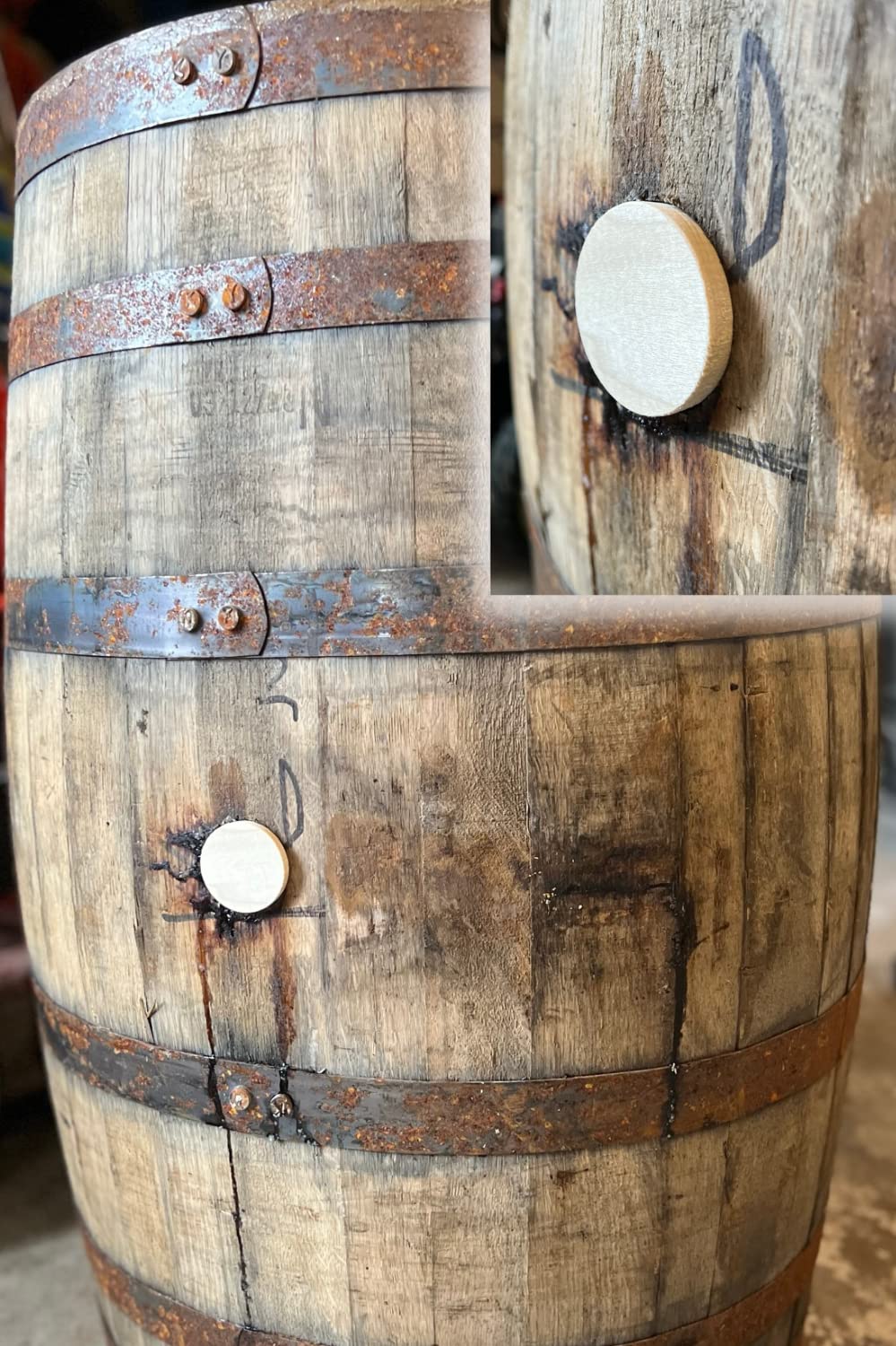 2-Inch Poplar Wood Bourbon Wine Barrel Cask Keg Bung Plug - Great for Home Brewers, Distillers, Wine Enthusiasts (2-Pack)