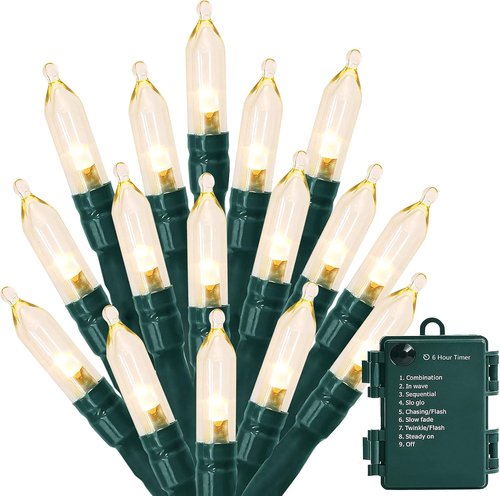 MASHANG Christmas Lights - 50 LED Battery Operated String Lights with Timer | Waterproof Warm White Decor