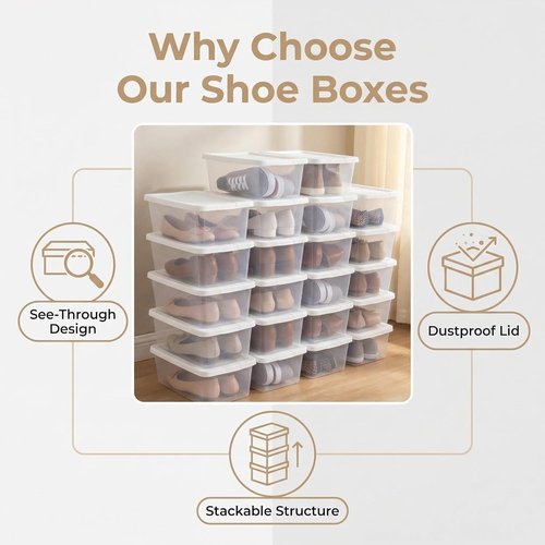 Clear 6-Quart Plastic Storage Containers by [Brand Name] - 20-Pack Stackable Organizers for Home & Office