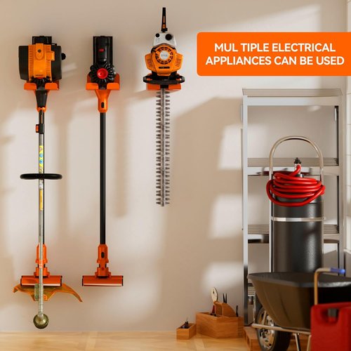 JNIHEEP Garage Organizer - Wall-Mounted Trimmer Rack for Garden Tools | 2-Pack in Orange