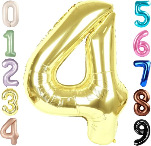 Light Gold 40-Inch Number 4 Balloon by [Brand Name] - Perfect for Birthdays, Graduations & Weddings