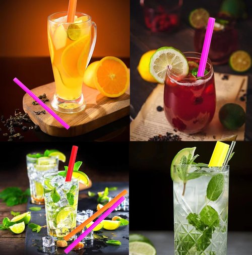 Jumbo Smoothie Straws （200pcs）, Colorful Disposable Wide-mouthed Large Straw