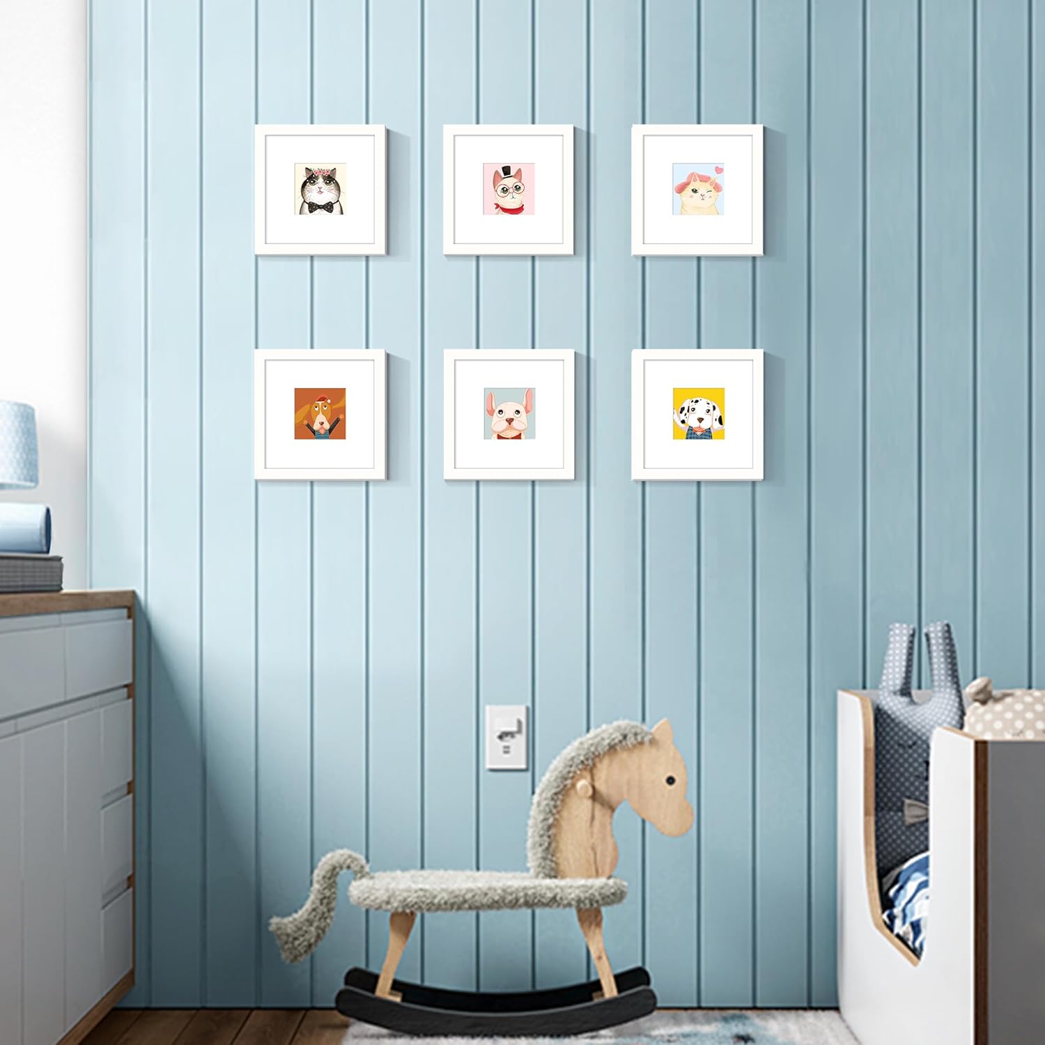 Upsimples 8x8 Picture Frame - Versatile Wall Hanging for 4x4 or 8x8 Photos - White, 1 Pack