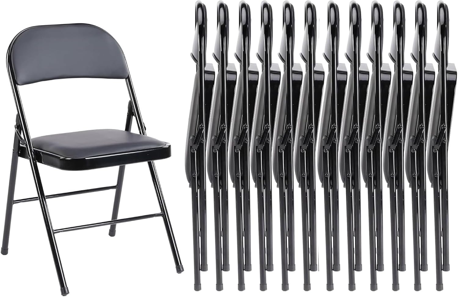 Sweetcrispy Folding Chairs - 12 Pack Leather Padded, Sturdy Metal Design | Easy Storage for Home & Office