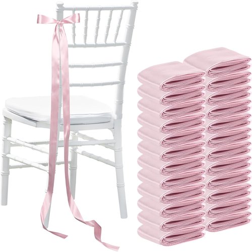 Daifunli Wedding Bows - Elegant Pink Satin Chair Decorations | 24 Pcs Aisle Ribbons for Ceremony
