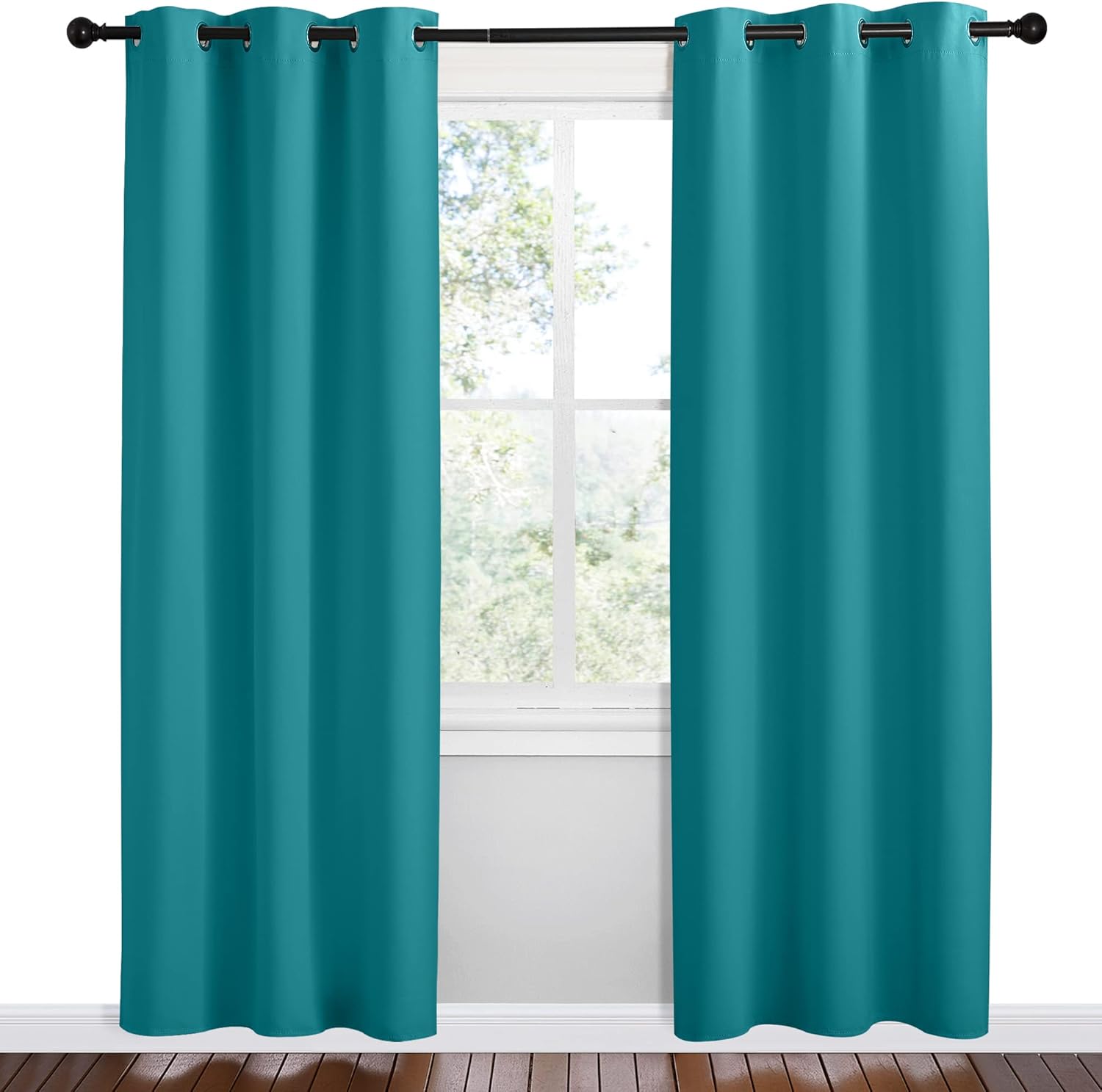 NICETOWN Room Darkening Curtains - Thermal Insulated Grommet Blackout Panels, Peacock Teal, 78" Length, 2 Pieces