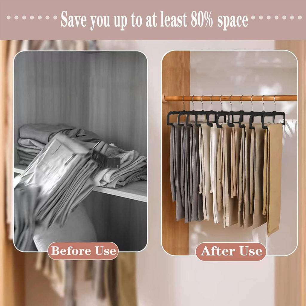 Velvet Pants Hangers by Perchas Terciopelo - Non-Slip 20 Pack for Space-Saving Closet Organization - 360° Rotatable Hook (Black)