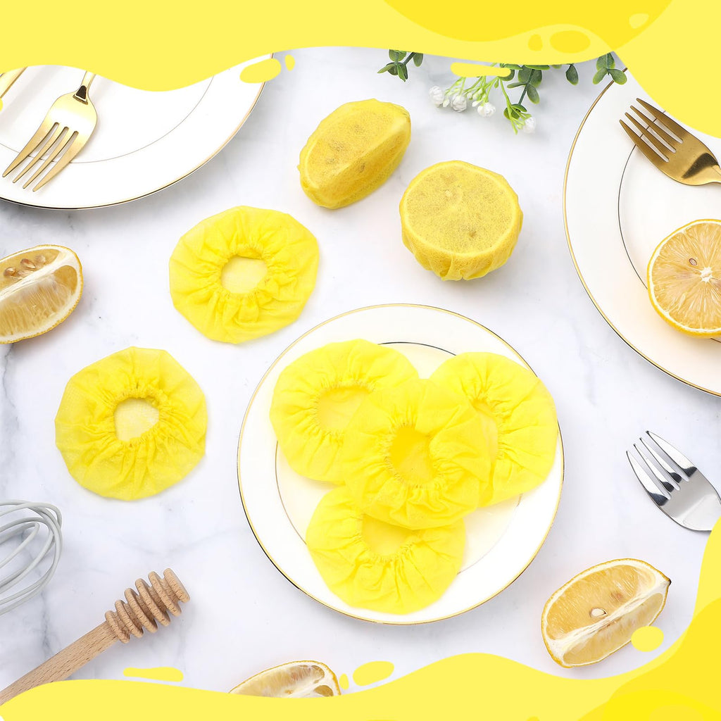 Gulfmew 200 Pack Lemon Covers Nets for Squeezing for Seed Free Squeezing of Lemon Halves or Wedges Bag Covers, Yellow