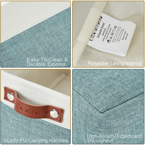 DECOMOMO Small Storage Baskets - Stylish Closet Organizers for Shelves | Teal & White, 6 Pack
