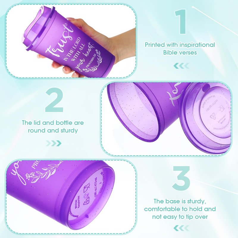 Skylety 72 Pcs Christian Tumblers Gifts for Mothers Day Bulk for Church Religious Plastic Coffee Cups with Lids and Straw Women Coworkers Employees 16 oz Bible Verse Mugs (Multicolor)