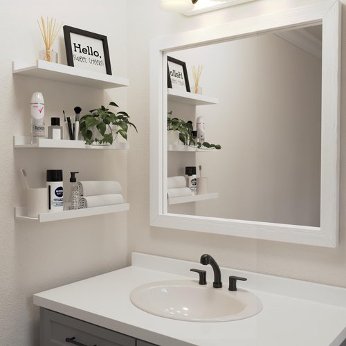 DOLLFIO Floating Shelves Set of 9, White Wall Shelves with Lip, Display Shelves for Wall Decor, Modern Picture Ledge for Living Room, Bedroom, Nursery, Bathroom, Pictures, Books, Plants- White