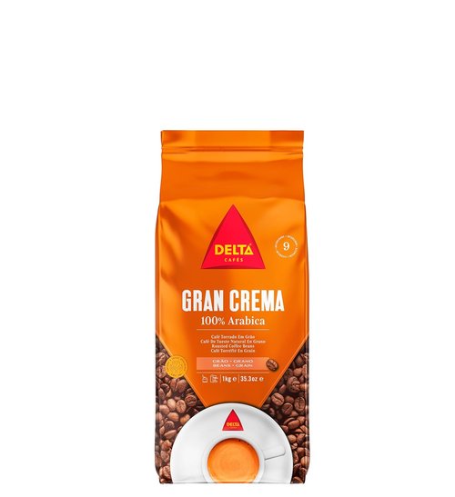 Delta Cafés Gran Crema Whole Bean Coffee - 100% Arabica, Intense Flavor with Aromatic Notes - 1kg/35.2oz