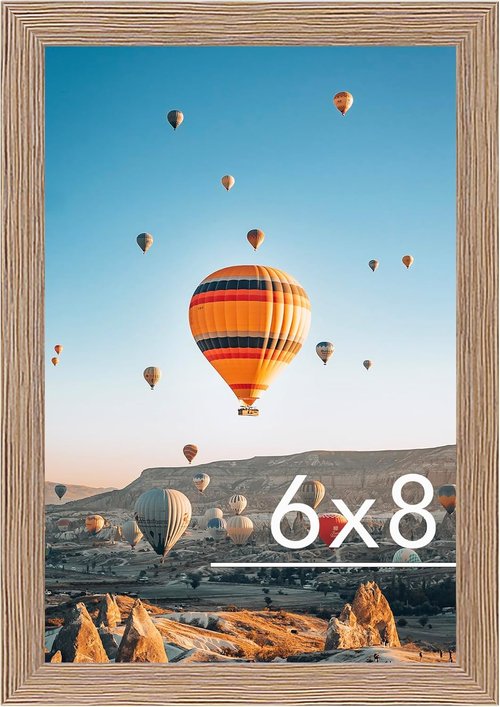 JCJMY 6x8 Picture Frame - Rustic Brown Wall Hanging or Tabletop Display | Shatter-Resistant Plexiglass