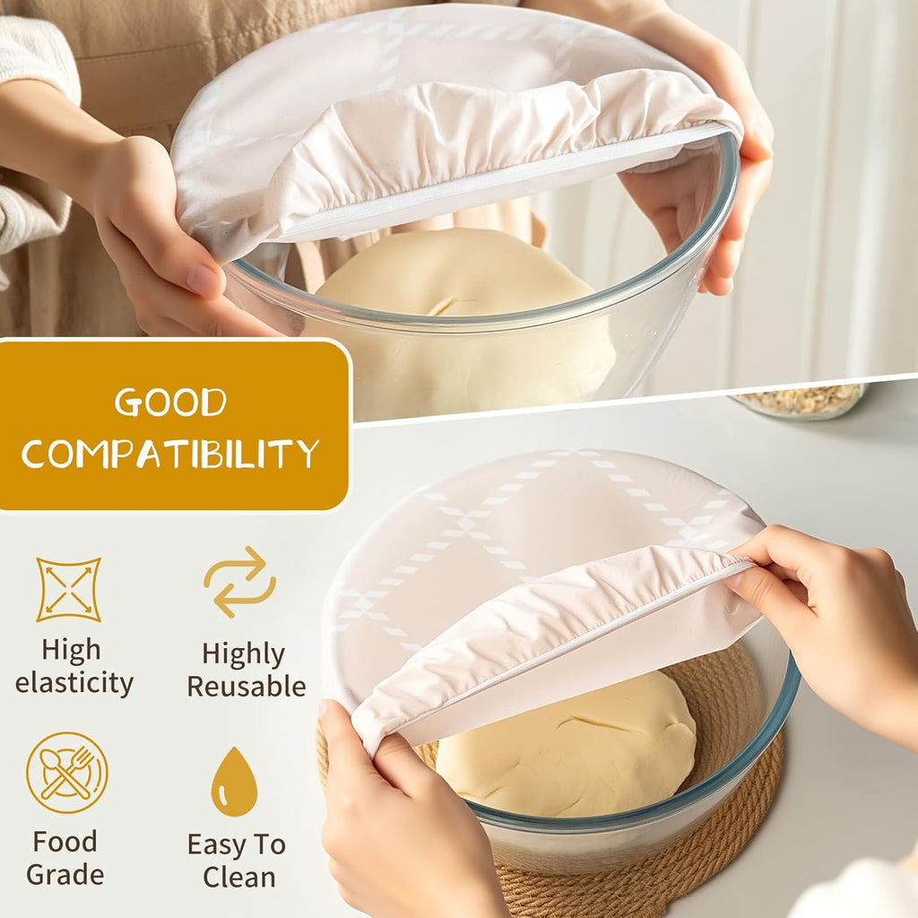 Skiennix Reusable Bowl Covers - 3pc Beeswax Set, 100% Organic Cotton, Elastic Fit for 8/10/12 Inch Bowls