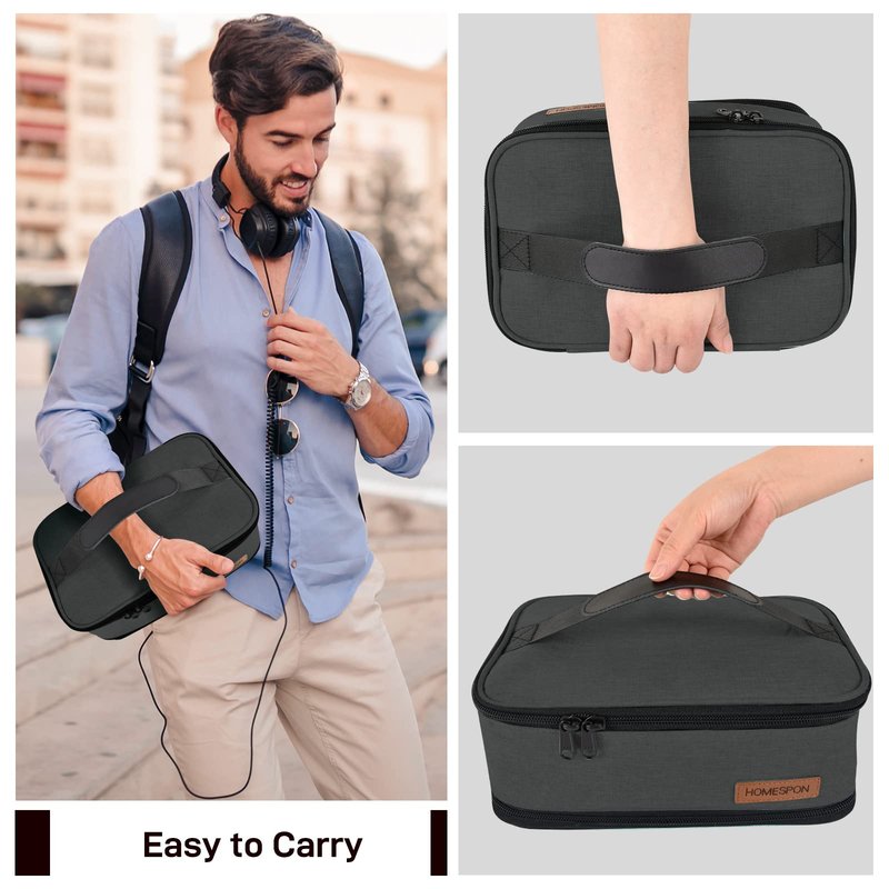 Buringer HOMESPON Expandable Lunch Bag for Men Women Insulated Lunch Box Holder with Handle for Picnics Work Travel(Black)