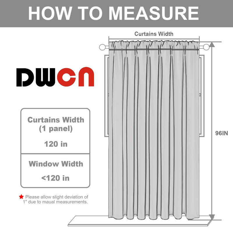 DWCN Privacy Room Divider Blackout Curtain - Patio Sliding Door Curtains, Extra Wide Thermal Curtains with Back Tab & Rod Pocket for Living Room and Bedroom Partition, 120 x 96 Inches, Ivory