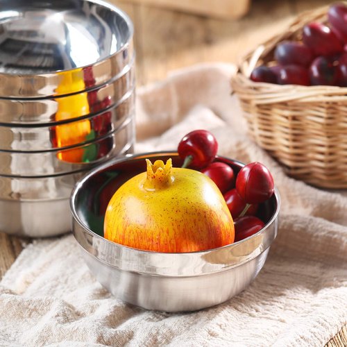 6 Pack Stainless Steel Bowls for Kids and Adults Stainless Steel Cereal Bowls Double-walled Insulated Bowl Metal Snack Bowl (18 Oz)