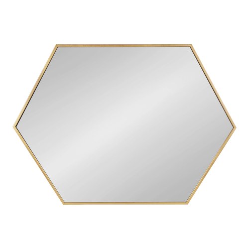 Kate and Laurel Rhodes Modern Hexagon Wall Mirror, 31" x 22", Gold, Chic Geometric Wall Mirror