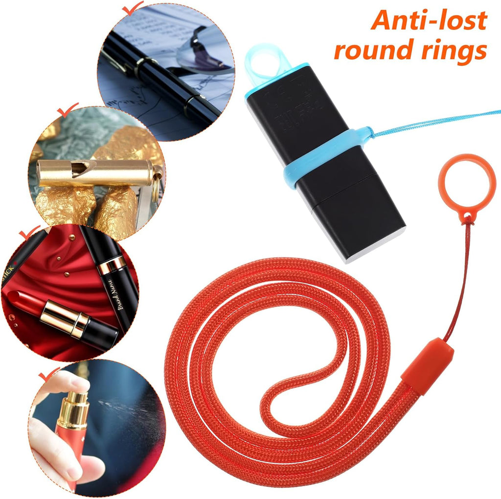 Anti-Lost Lanyard Set by [Brand Name] - 8 Pcs with 24 Pcs Silicone Rubber Rings for Pens | Ideal for School & Office