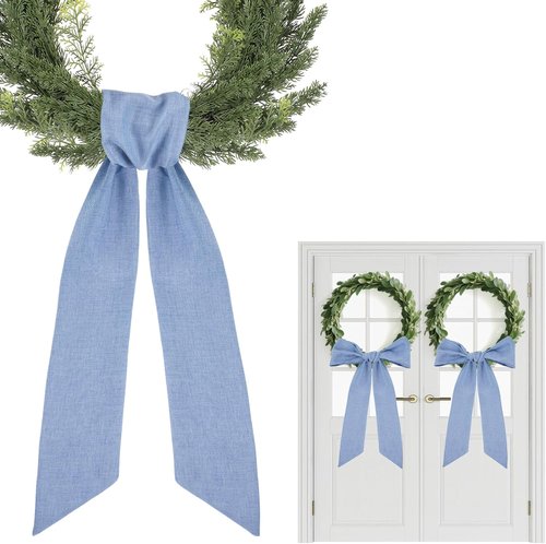Blue Wreath Sash by [Brand Name] - 60-Inch Rustic Sashes for Farmhouse Home Decor | 2-Piece Set