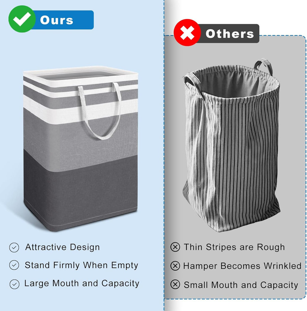 Skiennix Large Waterproof Laundry Basket - Collapsible Tall Hamper with Extended Handles | 75L Capacity