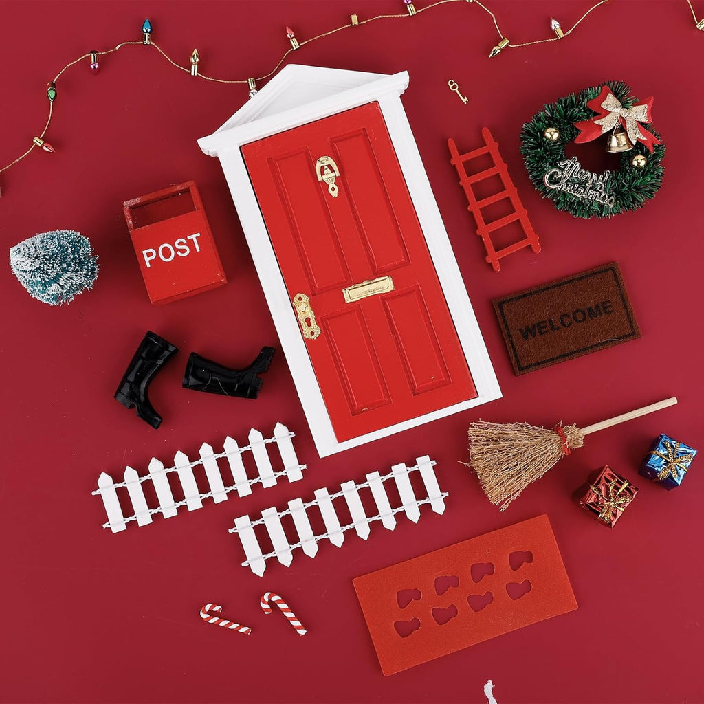 Skiennix Christmas Fairy & Elf Door - Enchanting Miniature Accessories for DIY Holiday Decor
