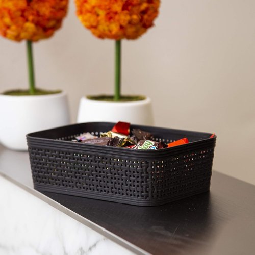 BINO Woven Plastic Basket - Space-Saving Storage Solution | XS Black, 5-Pack | Stylish Home Organization