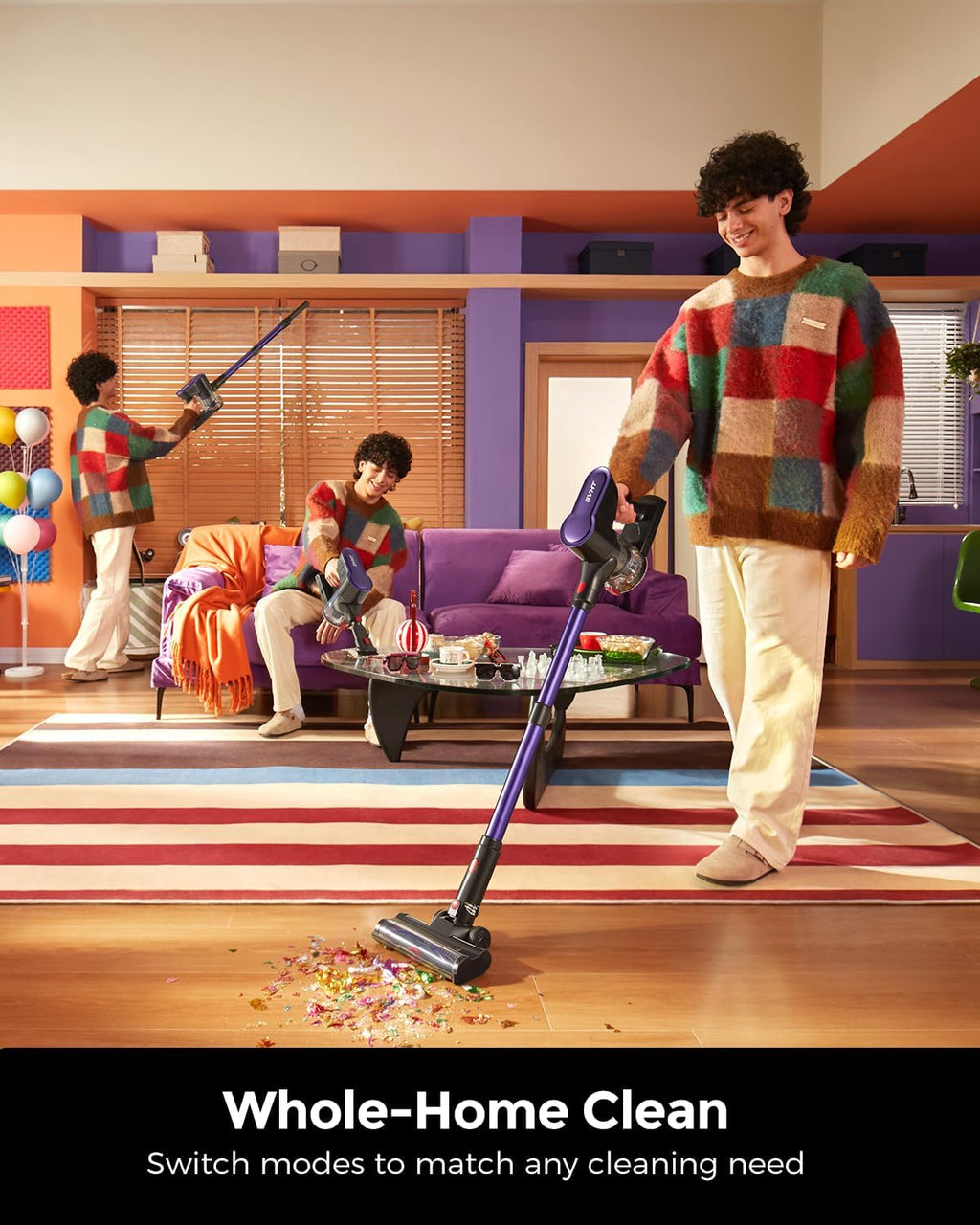 Skiennix Cordless Vacuum Cleaner - 500W, 45KPA Suction Power, 50 Mins Runtime, LED Light, Self-Standing Design, 1.6L Dust Cup, Lightweight for Pet Hair & Hard Floors