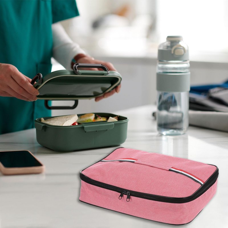uxcell Insulated Flat Lunch Bags, 12.6" x 10.2" x 2.8" Food Containers Bag Reusable and Portable Flat Bento Bags with Food Storage Bags for Work, Office or Picnic, Grey
