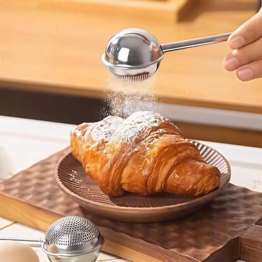Skiennix Flour Sifter Set - One-Hand Operation Powdered Sugar Shaker for Baking | Stainless Steel Design