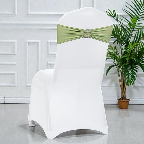 MDS Spandex Chair Sashes - Universal Fit Elastic Stretch Bands with Buckle for Weddings | Sage Green, Pack of 200