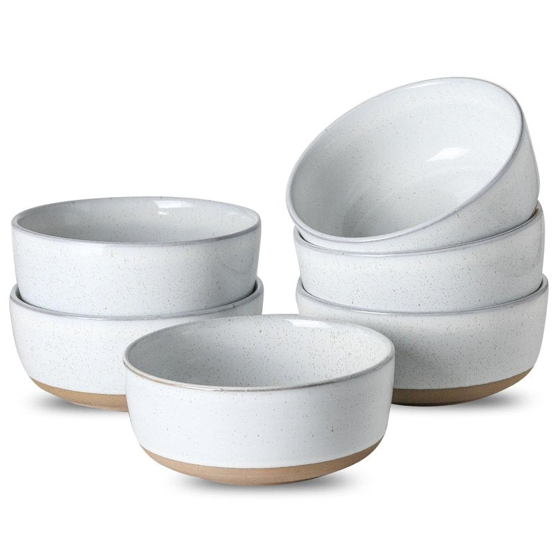 Tikooere Ceramic Soup Bowls Set of 6,30 Ounce Stoneware Cereal Bowl,Porcelain Nesting Bowls for Oatmeal,Popcorn,Soup,Pasta,Fruit,Housewarming Gift,Microwave & Dishwasher Safe,White