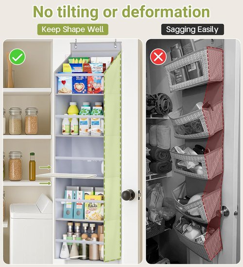 AOODA Over The Door Organizer - Large Capacity Hanging Storage with Clear Deep Pockets | Grey