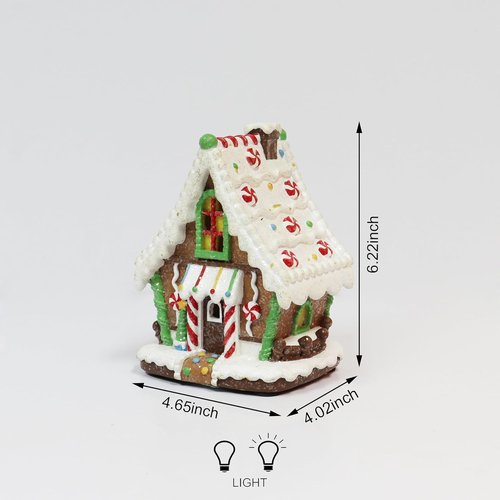 Moments In Time Lighted Gingerbread House Ornament - Handcrafted LED Christmas Centerpiece 6.22”