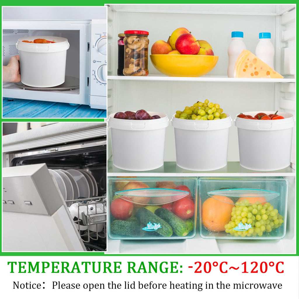 24 Pcs 101 Oz/ 3L Plastic Food Buckets with Lids and Handle 0.8 Gallon Ice Cream Buckets Round Deli Pail Container Safe Ice Cream Tubs Pack Reusable Freezer and Microwave for Juice Drinks Soup Storage