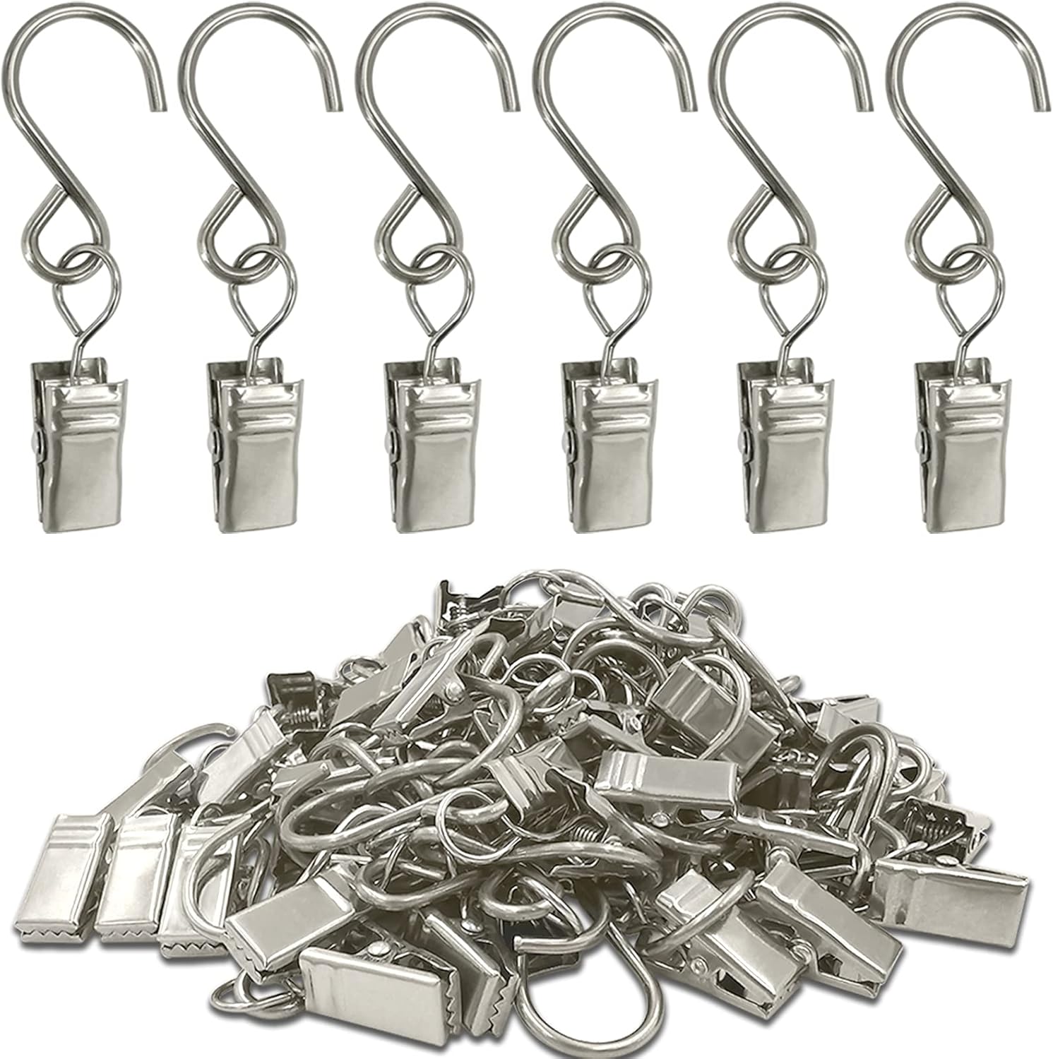 Stainless Steel S Hooks by [Brand Name] - 50 Pack Hanging Clips for Party Lights & Crafts | 2.4 Inch Long, Silver
