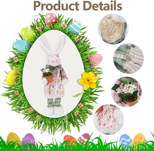 LYFJMUS Easter Bunny Decorations - 30-Inch Large Standing Rabbit Statues for Spring Home Decor | 2-Pack
