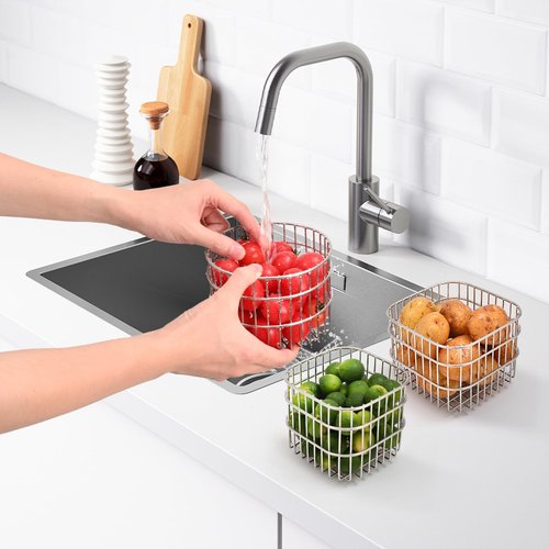 KPGRN 304 Stainless Steel Wire Mesh Fruit Basket Colander, 1.4L Countertop Storage Organizer for Fruits, Vegetables, Snacks.d 5.2x 3.94 in (Ø13cm,Circle)