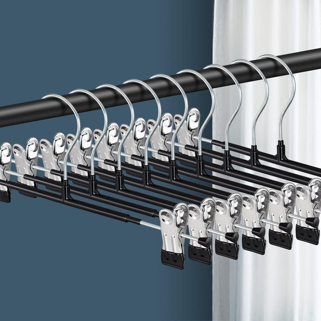 Skiennix 20-Pack Heavy Duty Pants & Skirt Hangers - Non-Slip Metal Clips for Space-Saving Organization