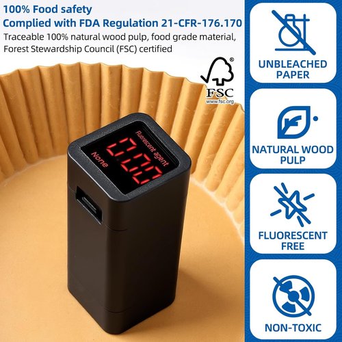 HONYAO 200pcs Disposable Air Fryer Liners - Strong 8-Inch Paper for 5qt to 8qt Baskets, BPA-Free