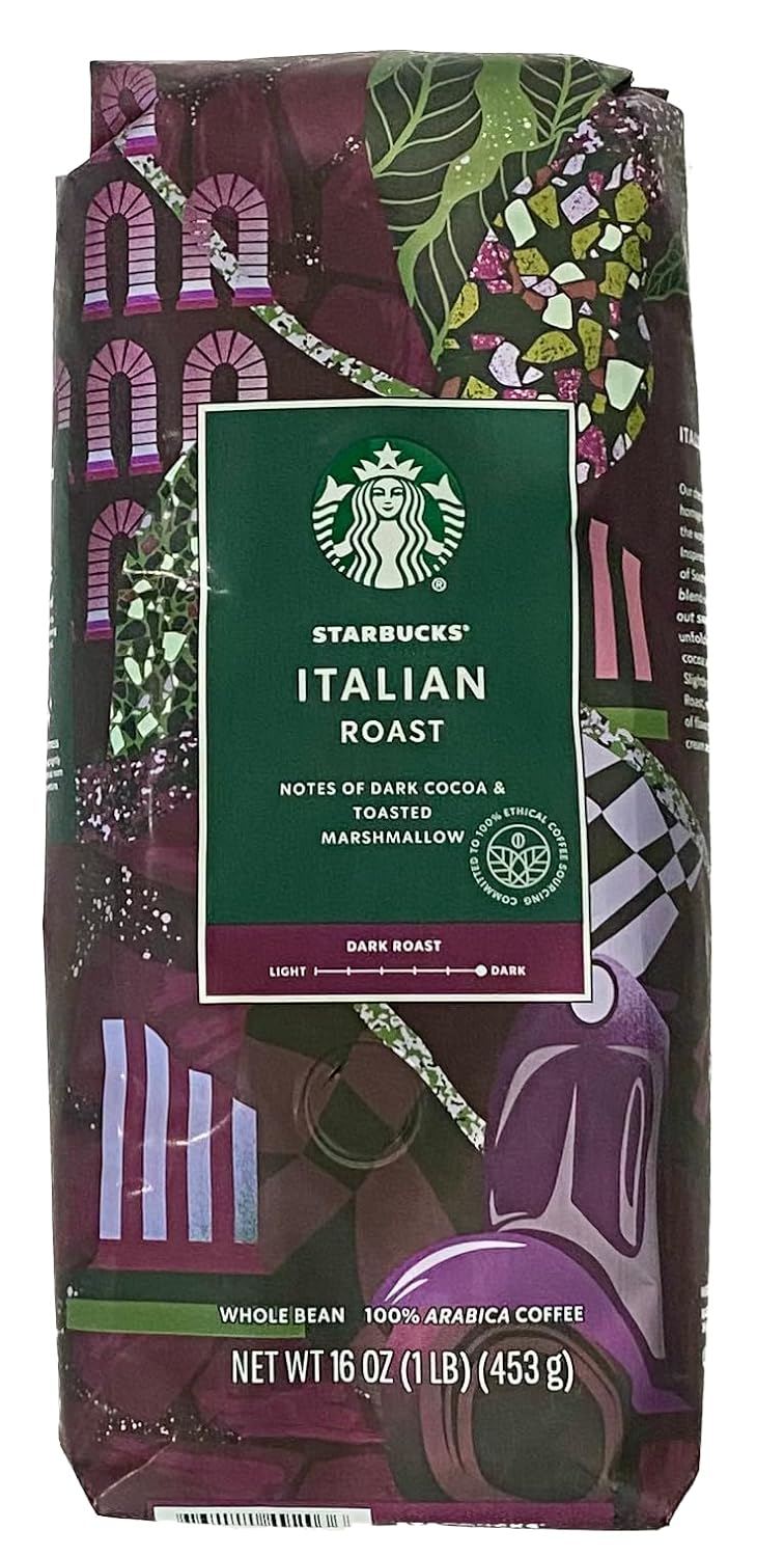Starbucks Italian Roast Coffee - Whole Bean 16 Ounce | Rich, Bold Flavor for Coffee Lovers