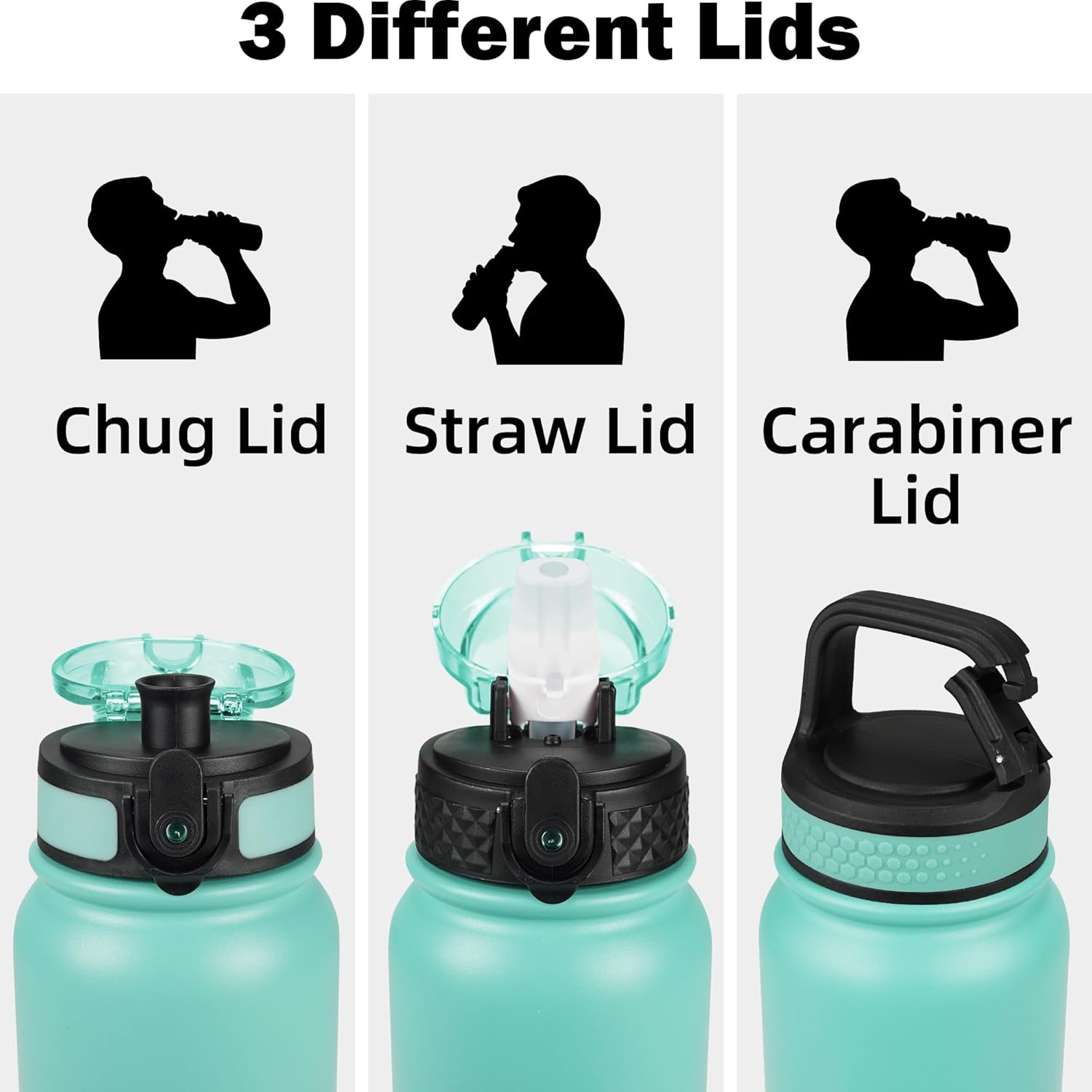 Oldley Insulated Water Bottle - 20oz Stainless Steel with 3 Lids, Fruit Strainer & Leak-Proof Design