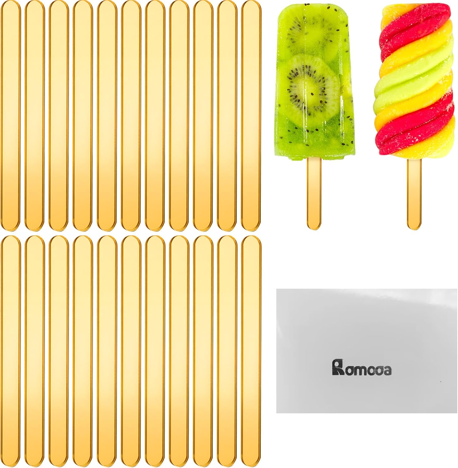 Skiennix Acrylic Sticks - Reusable Cakesicle & Cake Pop Mold - 30 Pieces, 4.5 Inches, Gold Finish