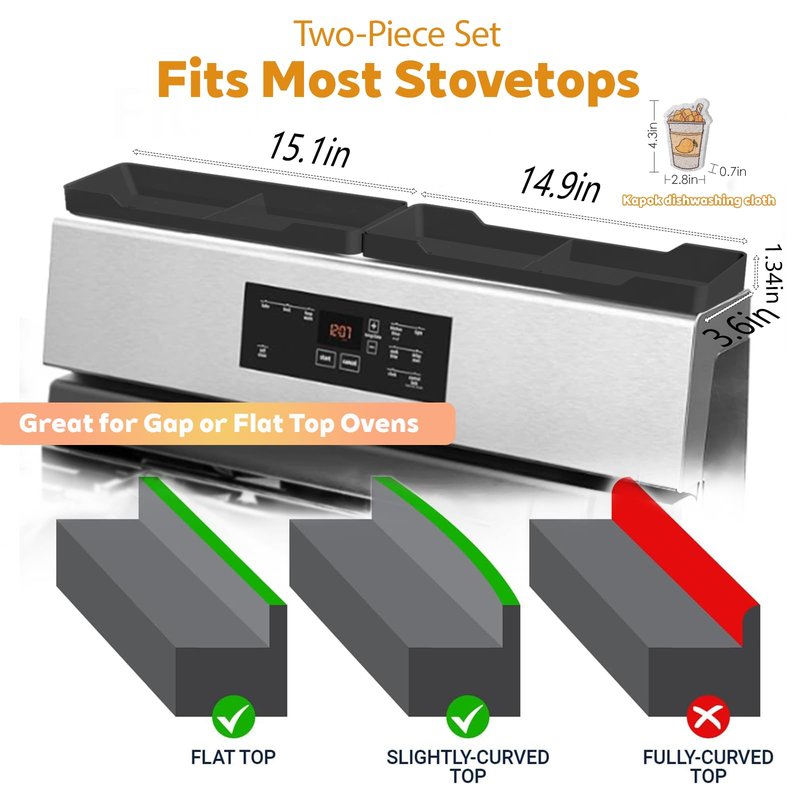 BoBoWalk 30 Inch Magnetic Silicone Stove Top Shelf, Heat Resistant Spice Rack for Kitchen, Space Saving Organizer with 6 Sticky Pads, Fits Back of Stove（Black 30''x3.8''）
