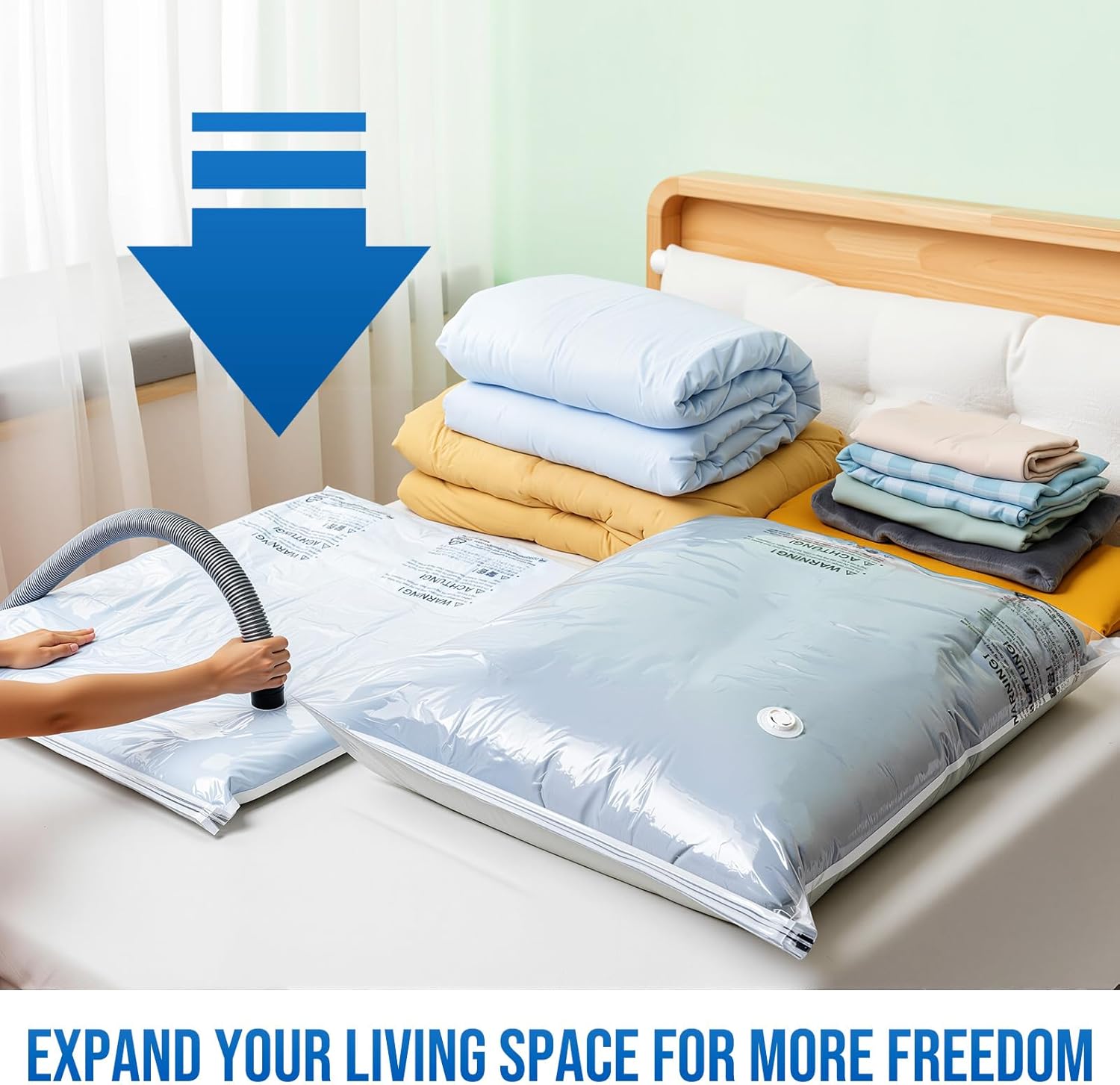 TAILI Jumbo Vacuum Storage Bags - 8 Pack Space Saver for Comforters & Blankets | 40x31 Inch