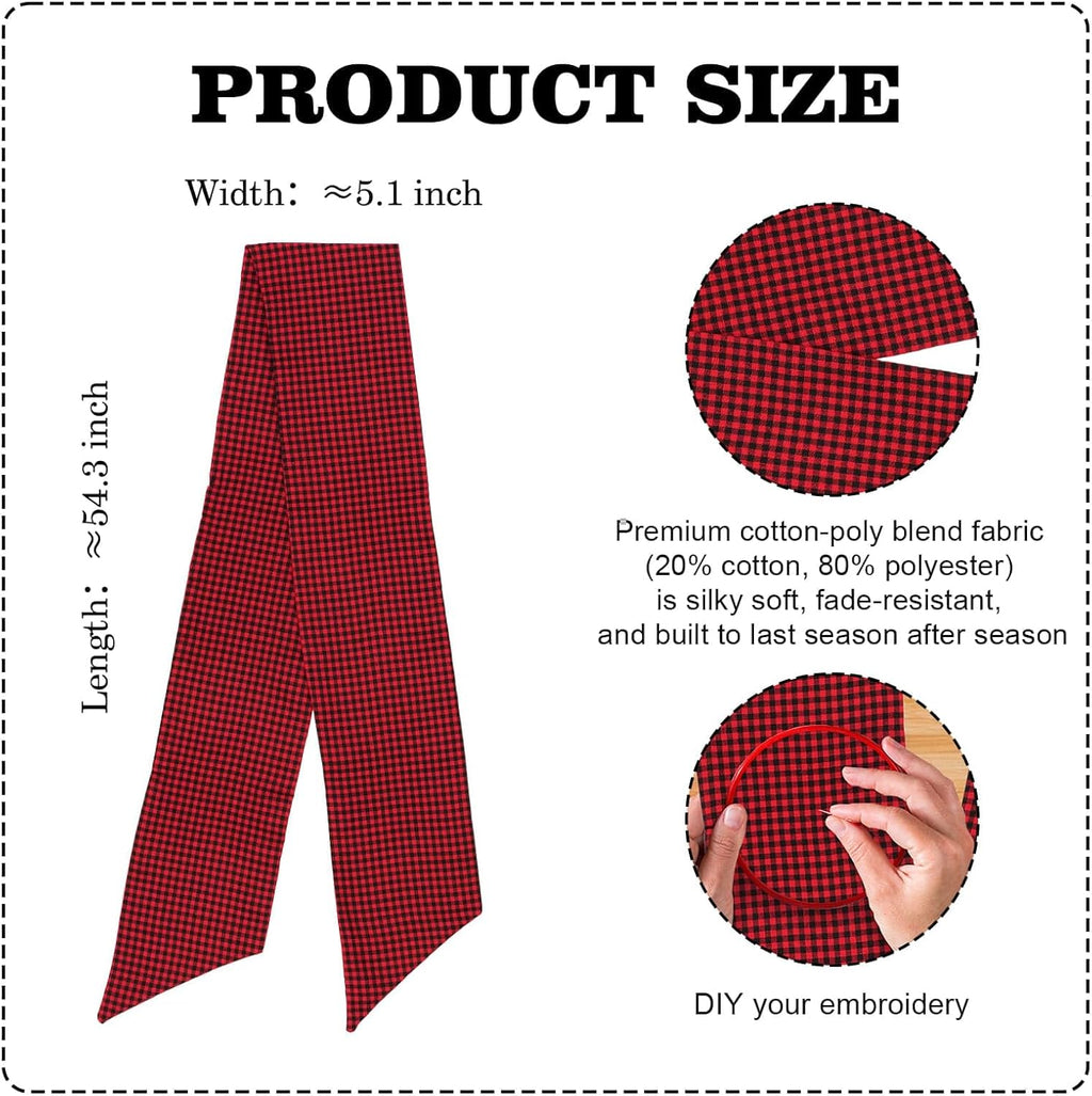 YKW Red Black Buffalo Gingham Wreath Sash - 5.12" x 54.33" Holiday Bow Ribbon for Farmhouse Decor