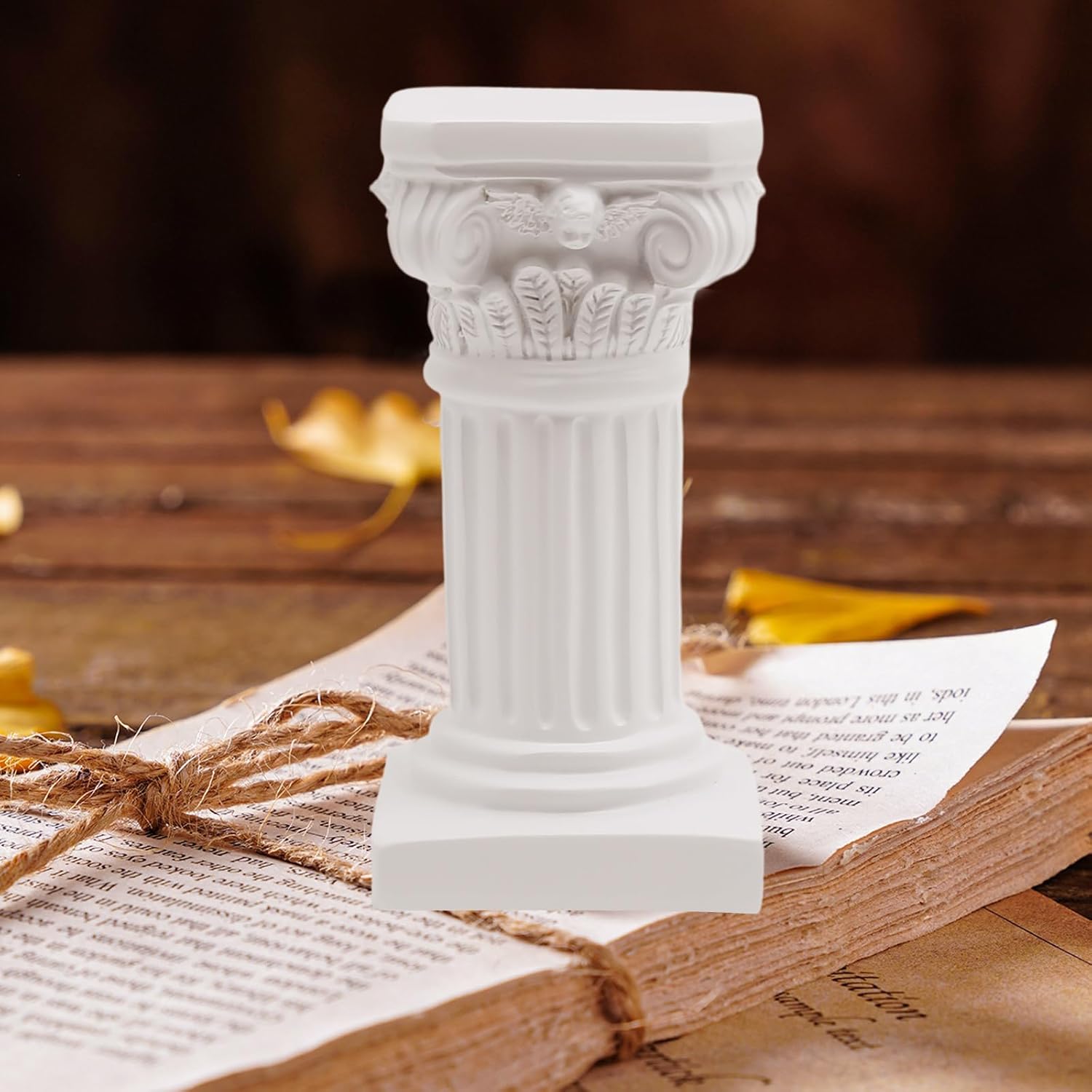 Saihisday White Roman Pillar Candle Holders - Mini Greek Columns for Wedding & Home Decor | 3.9" D x 7.5" H