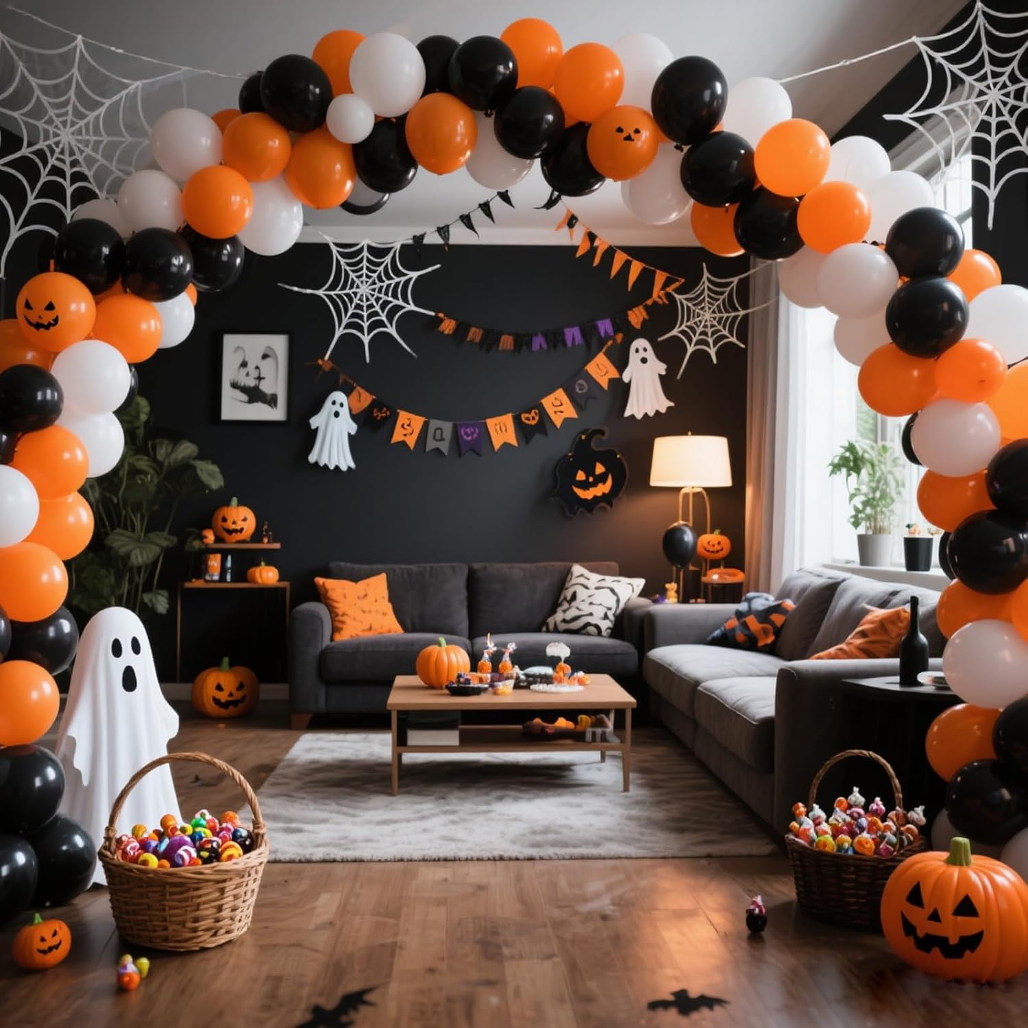 RUBFAC Orange Balloon Arch Kit - 129pcs in Various Sizes for Halloween & Thanksgiving Celebrations